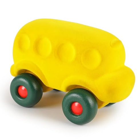 Rubbabu School Bus | 100% Natural Rubber Foam Push & Go Toy with Fuzzy Tactile Surface